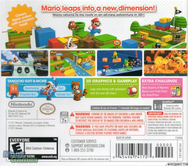 Super Mario 3D Land Box Art